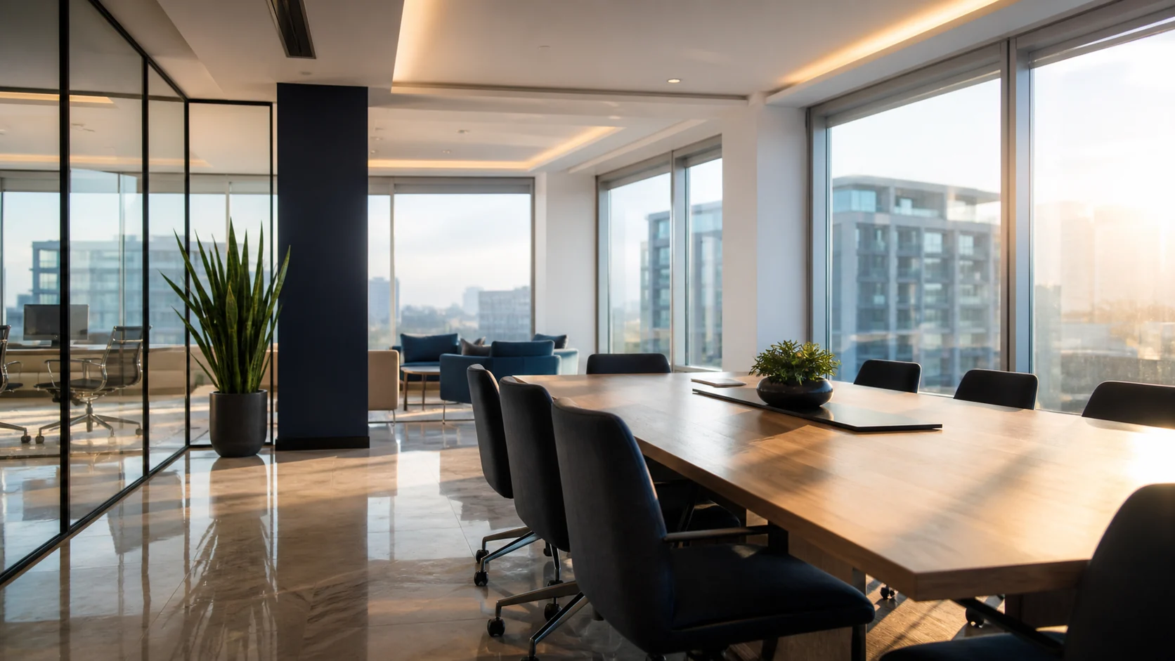 Illustrative office buildings setting